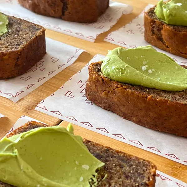 Earl Grey Banana Bread with Matcha Cloud - Slice