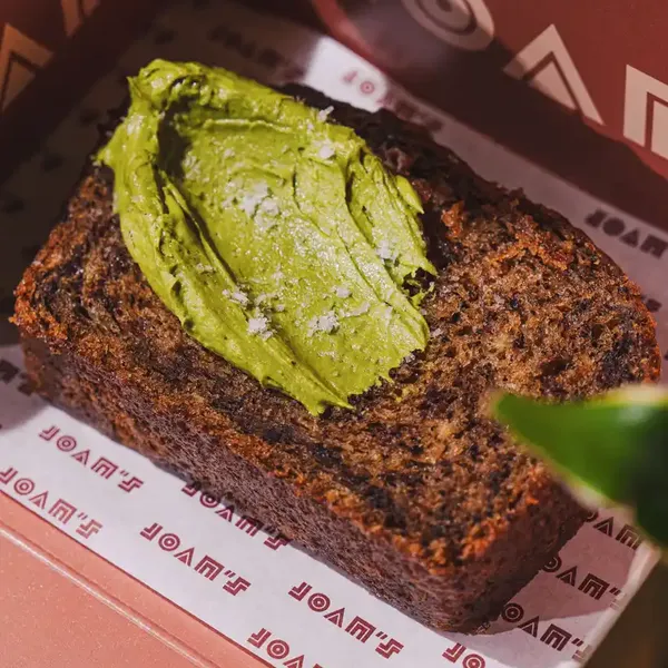 Earl Grey Banana Bread with Matcha Frosting - Slice